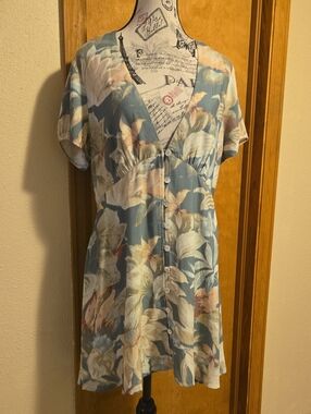 Show Me Your Mumu Olive Green Floral Button Down Front Mini Dress Medium